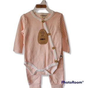 Onesie and Pants set for baby, Pink Stripe